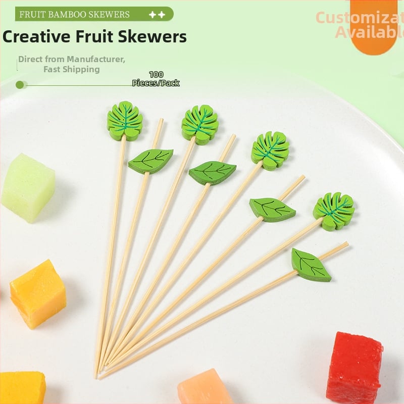 Bețișoare de fructe din bambus, 100 buc./pachet, design decorativ floral, bețișoare artistice creative, pentru fructe, gustări și deserturi, stil modern minimalist