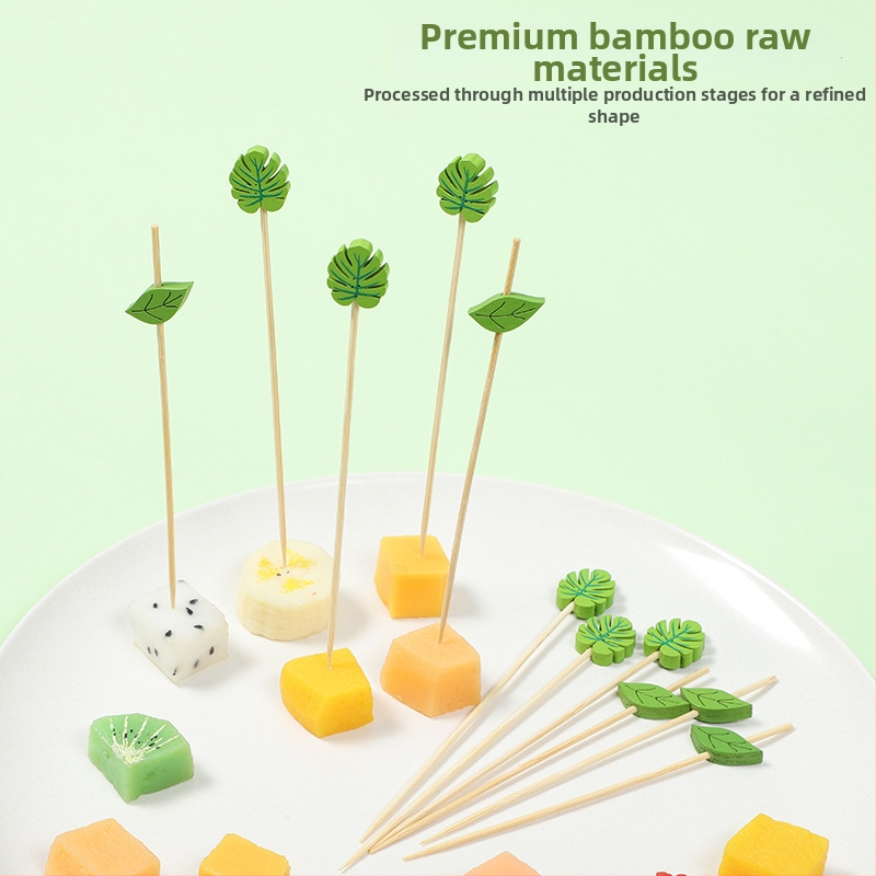 Bețișoare de fructe din bambus, 100 buc./pachet, design decorativ floral, bețișoare artistice creative, pentru fructe, gustări și deserturi, stil modern minimalist