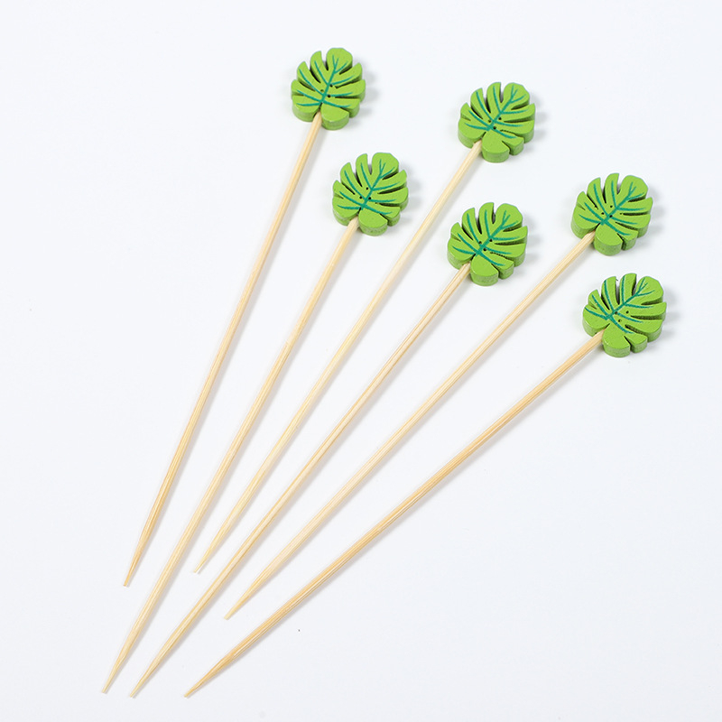 Bețișoare de fructe din bambus, 100 buc./pachet, design decorativ floral, bețișoare artistice creative, pentru fructe, gustări și deserturi, stil modern minimalist
