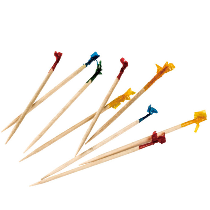 Bețe din lemn pentru fructe, cu design floral colorat, stil modern minimalist, pentru cocktailuri, gustări și deserturi