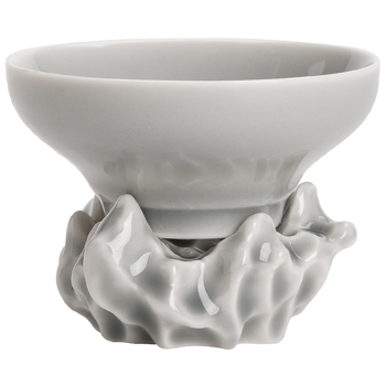 Set ceramic de filtrare ceai în stil japonez, glazură gri-înghețată, cu infuzor și filtru pentru frunze de ceai