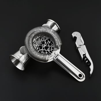 Set din oțel inoxidabil Boston shaker pentru cocktail, 7 piese, cu clești pentru gheață și strecurătoare