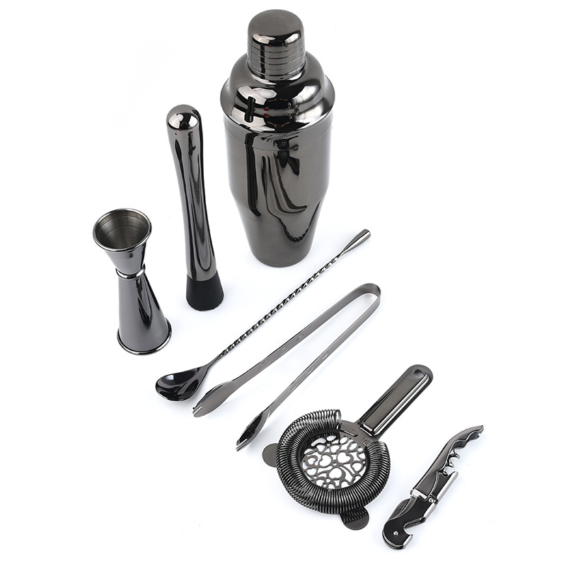 Set din oțel inoxidabil Boston shaker pentru cocktail, 7 piese, cu clești pentru gheață și strecurătoare