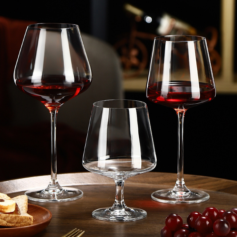 Set de pahare pentru vin roșu în stil european, pahare înalte de sticlă și pahare de brandy, disponibil în seturi de 6 sau 2