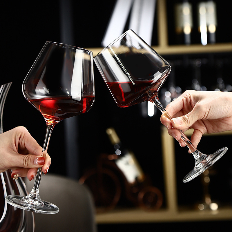 Set de pahare pentru vin roșu în stil european, pahare înalte de sticlă și pahare de brandy, disponibil în seturi de 6 sau 2