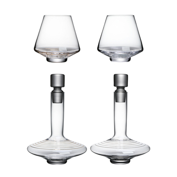 Set de decantator din sticlă cristală, cu un decantor și două pahare