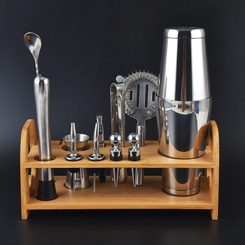 Set de bar din oțel inoxidabil, 11 piese, accesorii pentru cocktailuri cu strecurător de gheață și clește pentru gheață