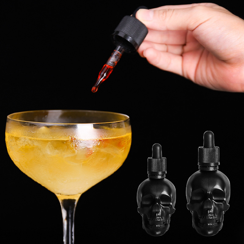 Sticluță din sticlă cu pipetă, design craniu, pentru cocktailuri cu absint și lichioruri medicamentoase