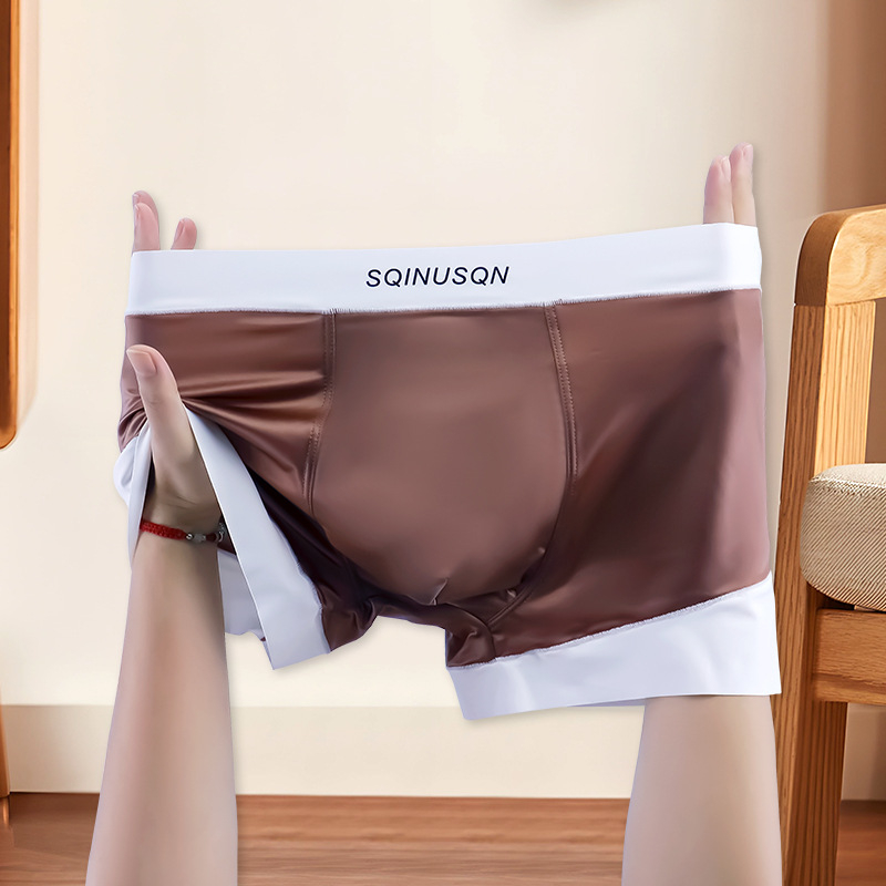 Sqinusqn/Lion Chinno muške bokserice od satena, prozračne Ice Silk, ljetni komad