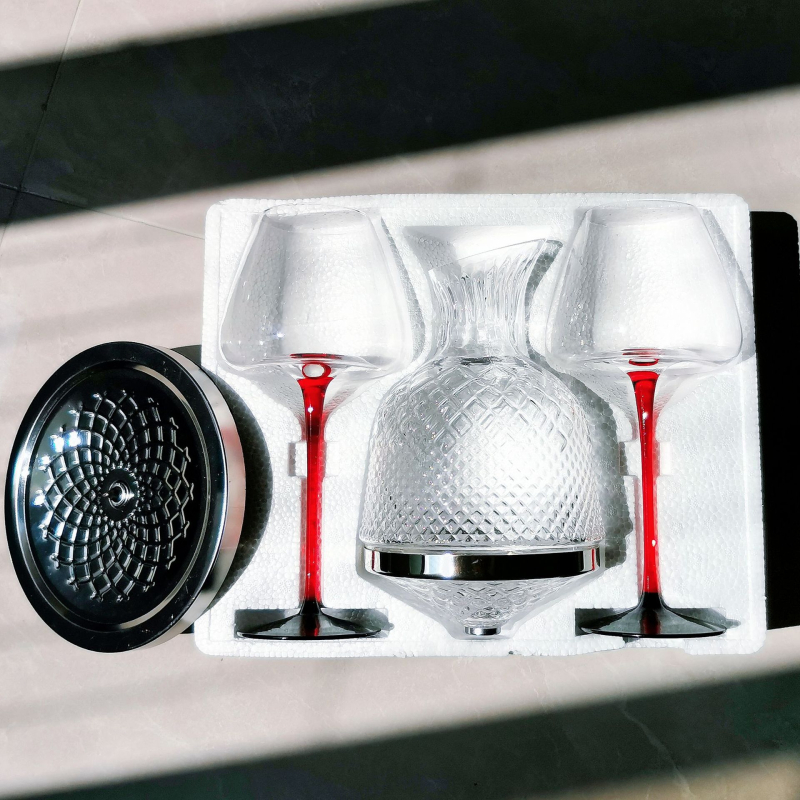 Set de pahare din cristal pentru vin roșu cu decantator
