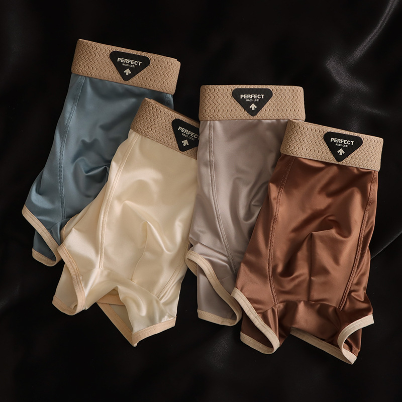 Ljetne muške bokserice od ice silk, luksuzan satenski materijal, ultra tanke i prozračne, osjećaj golog tijela, boxer briefs, velikih veličina