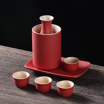 Set japonez de saké din ceramică în stil japonez, cu oală, cupe, tavă și cutie cadou, pentru uz casnic, personalizare logo