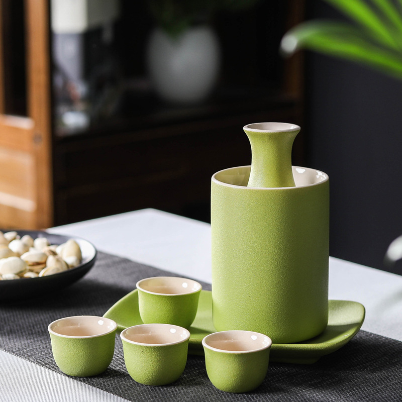 Set japonez de saké din ceramică în stil japonez, cu oală, cupe, tavă și cutie cadou, pentru uz casnic, personalizare logo