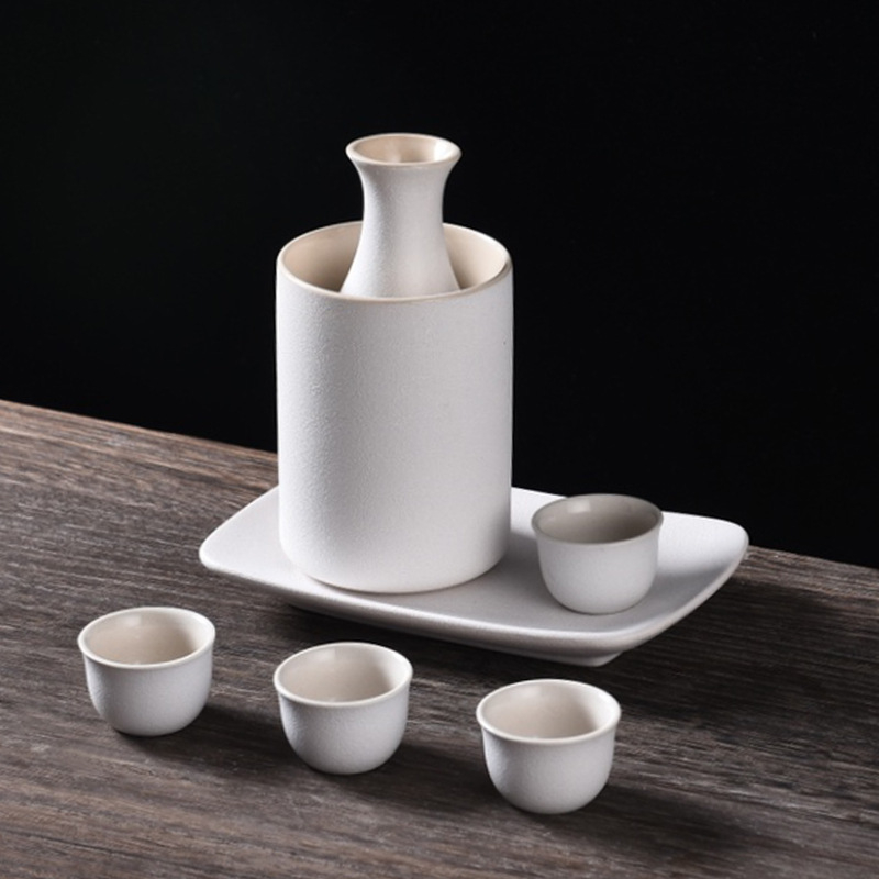 Set japonez de saké din ceramică în stil japonez, cu oală, cupe, tavă și cutie cadou, pentru uz casnic, personalizare logo