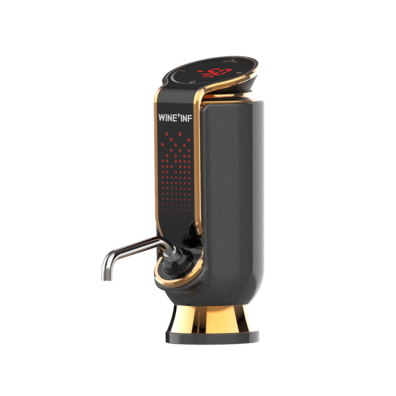 WINF+INF Decantor electric automat pentru vin, oțel inoxidabil, capacitate peste 1000 ml, negru, cutie cadou