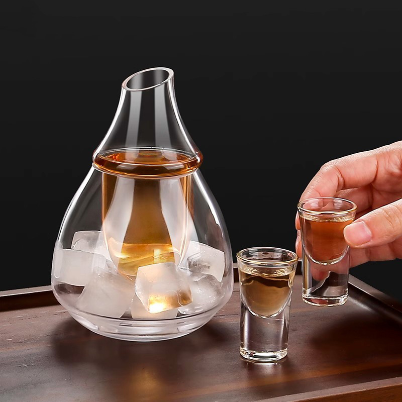 Încălzitor de băuturi în stil național, cristal fără plumb, recipient elegant pentru sake, 101–200 ml