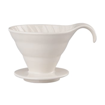 Filtru de cafea ceramic, formă în V, mâner spiral curbat, pentru prepararea cafelei