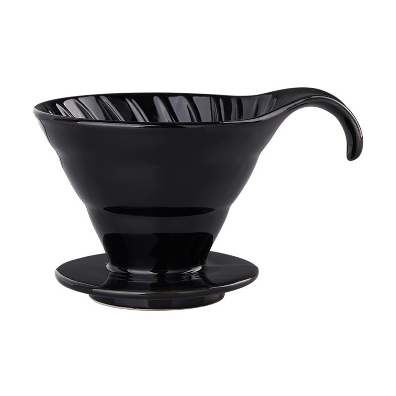 Filtru de cafea ceramic, formă în V, mâner spiral curbat, pentru prepararea cafelei