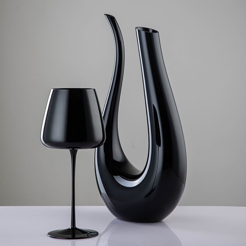 Set de pahare negre pentru vin, stil european, pahare din sticlă înalte pentru uz casnic