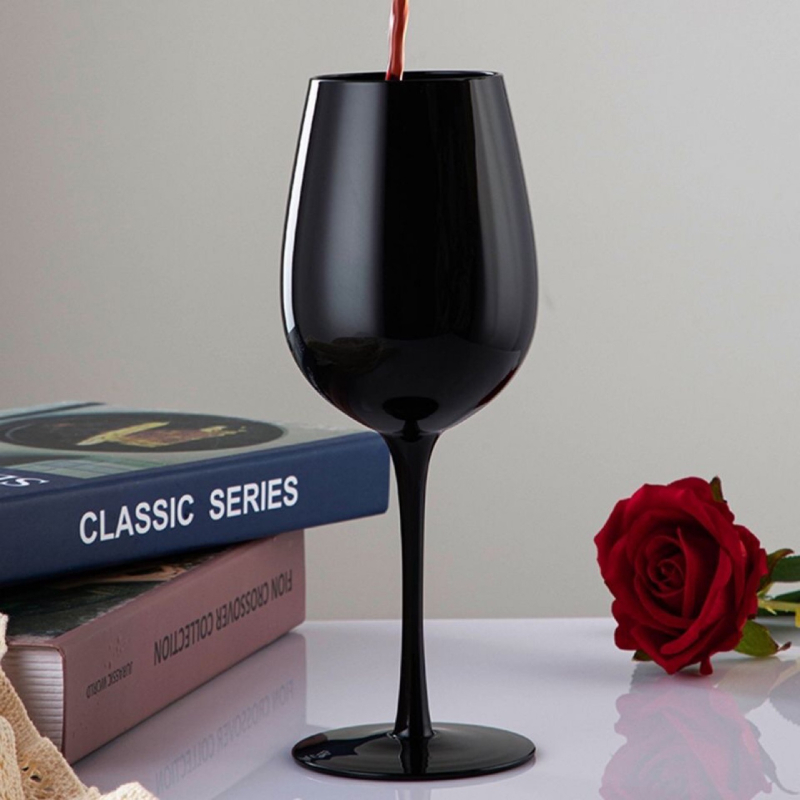 Set de pahare negre pentru vin, stil european, pahare din sticlă înalte pentru uz casnic