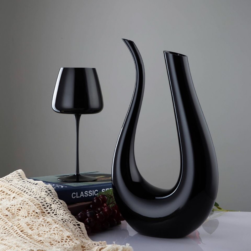 Set de pahare negre pentru vin, stil european, pahare din sticlă înalte pentru uz casnic