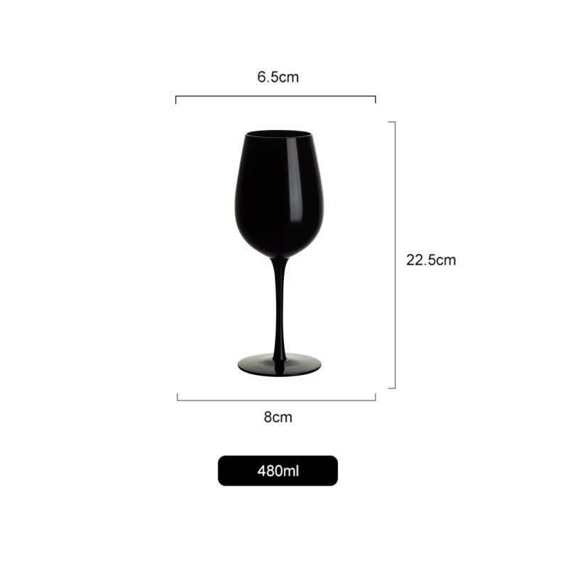 Set de pahare negre pentru vin, stil european, pahare din sticlă înalte pentru uz casnic