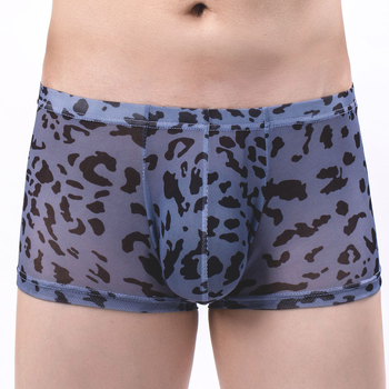 Muške bokserice leopard uzorak od mrežaste tkanine, poluprozirne, ultra tanke, prozračne, udobne