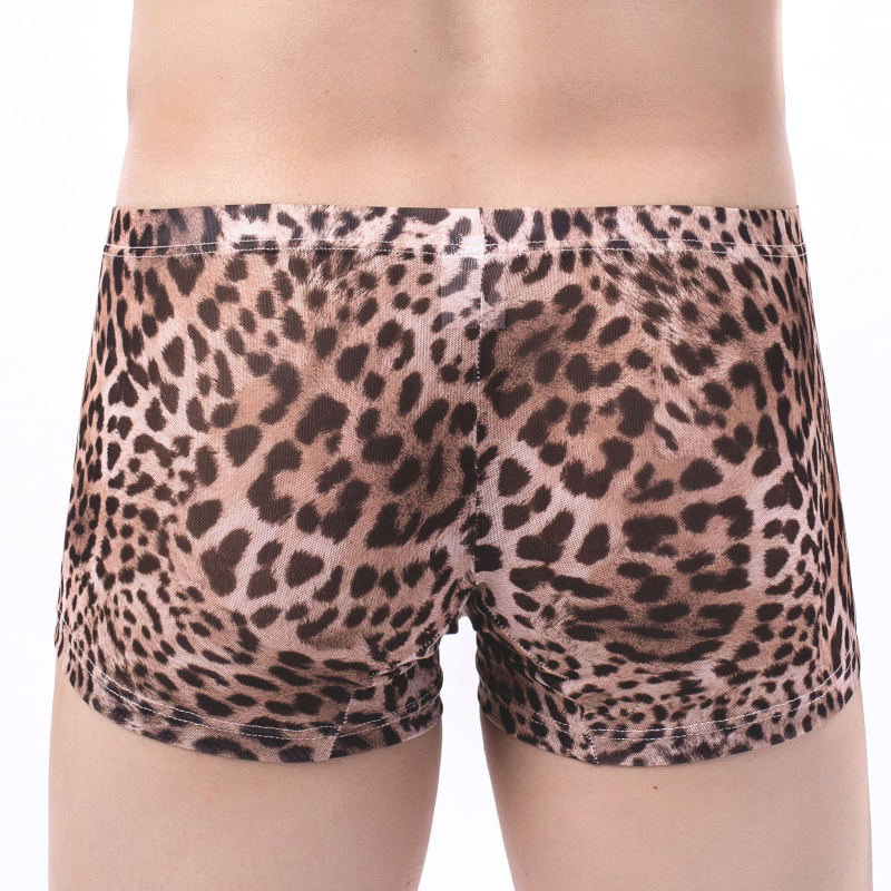 Muške bokserice leopard uzorak od mrežaste tkanine, poluprozirne, ultra tanke, prozračne, udobne
