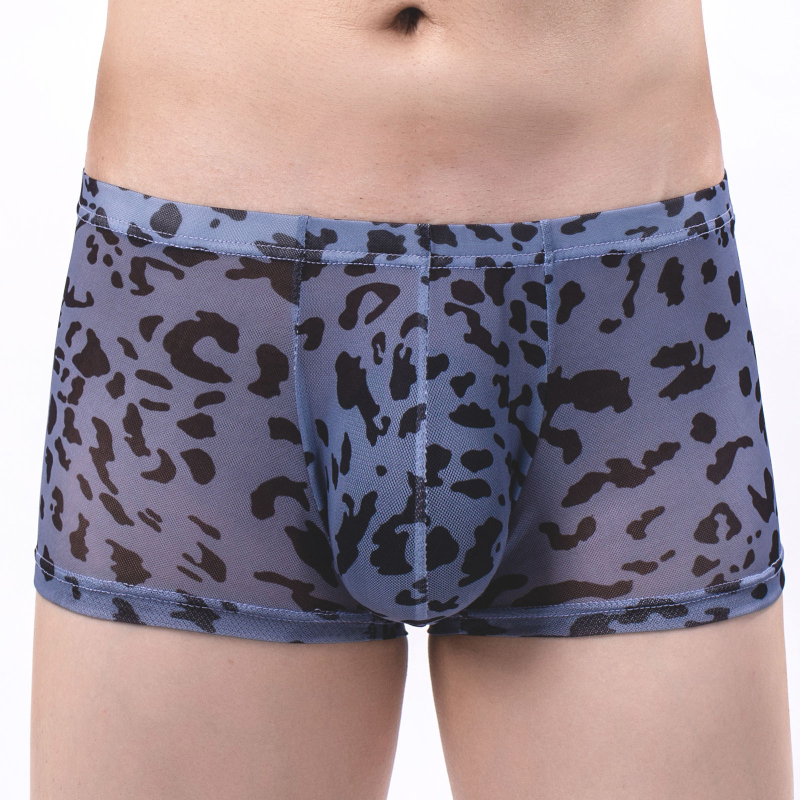 Muške bokserice leopard uzorak od mrežaste tkanine, poluprozirne, ultra tanke, prozračne, udobne