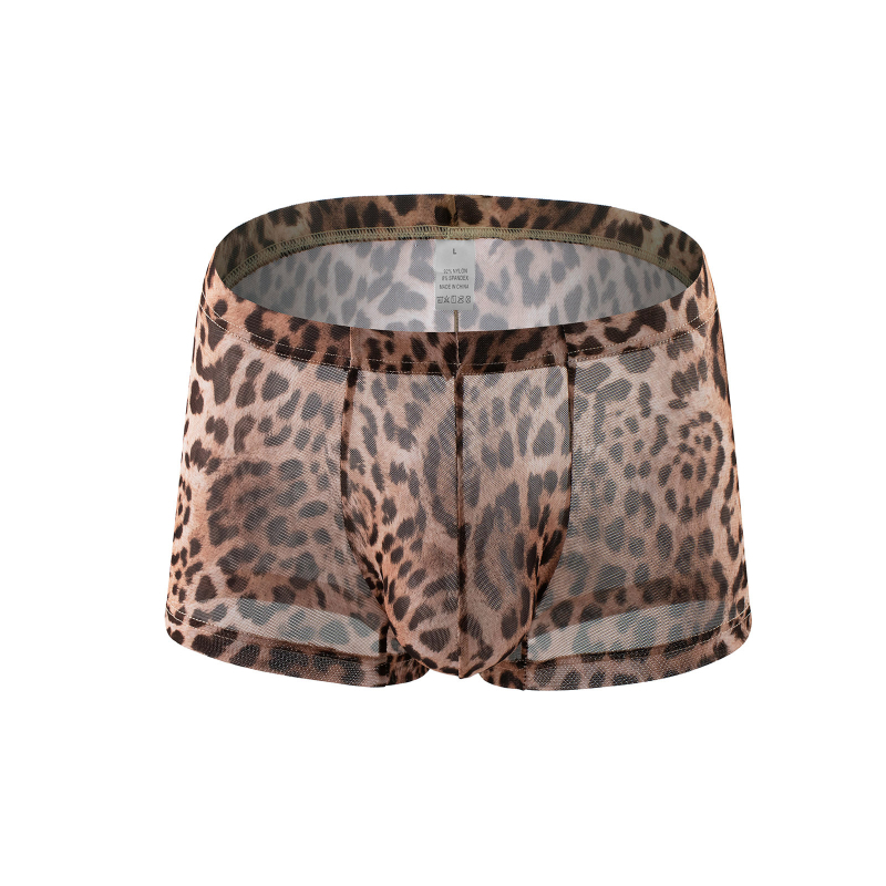 Muške bokserice leopard uzorak od mrežaste tkanine, poluprozirne, ultra tanke, prozračne, udobne