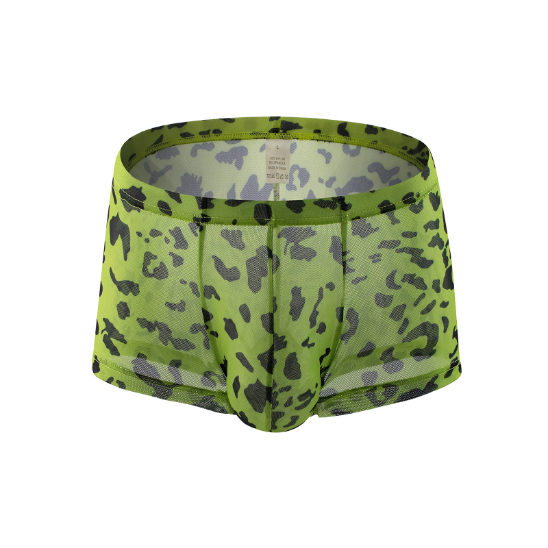 Muške bokserice leopard uzorak od mrežaste tkanine, poluprozirne, ultra tanke, prozračne, udobne