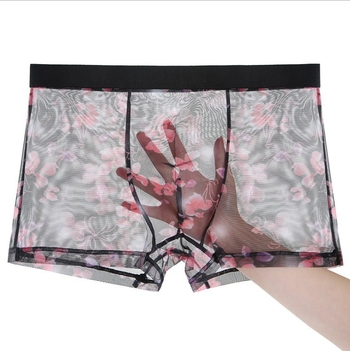 Muške gaćice od čipkaste mreže, prozračne, Ice Silk materijal, plus veličina