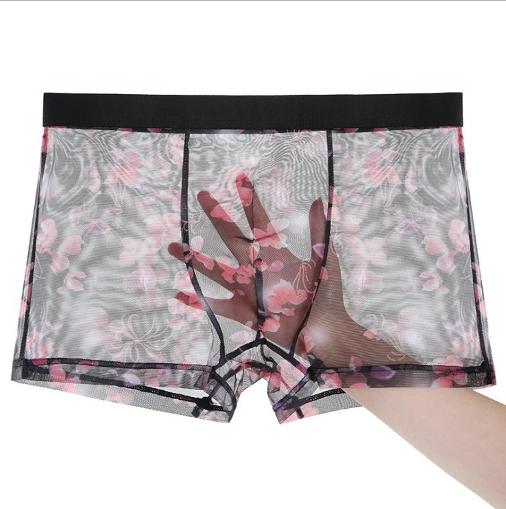 Muške gaćice od čipkaste mreže, prozračne, Ice Silk materijal, plus veličina