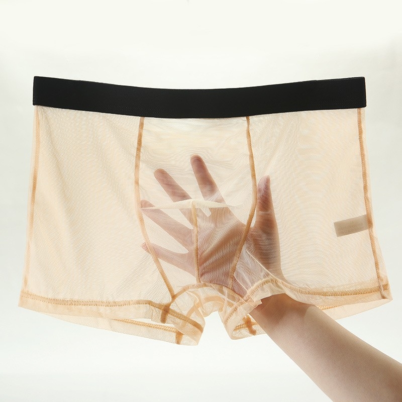 Muške gaćice od čipkaste mreže, prozračne, Ice Silk materijal, plus veličina