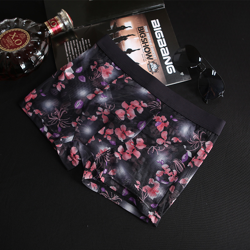 Muške gaćice od čipkaste mreže, prozračne, Ice Silk materijal, plus veličina