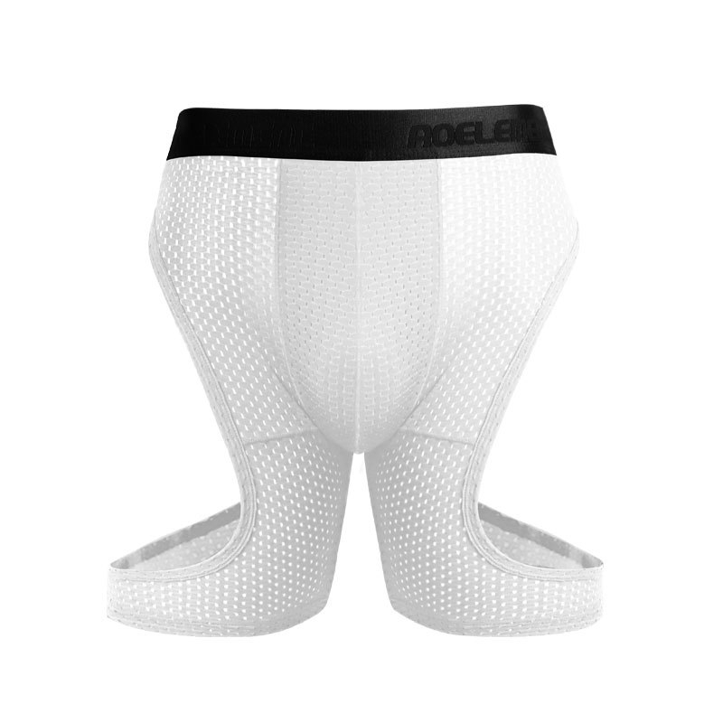 Muške bokserice od ice silk s protiv trenja, mrežasti uzorak, produženi kroj, plus veličina, za sport i trčanje