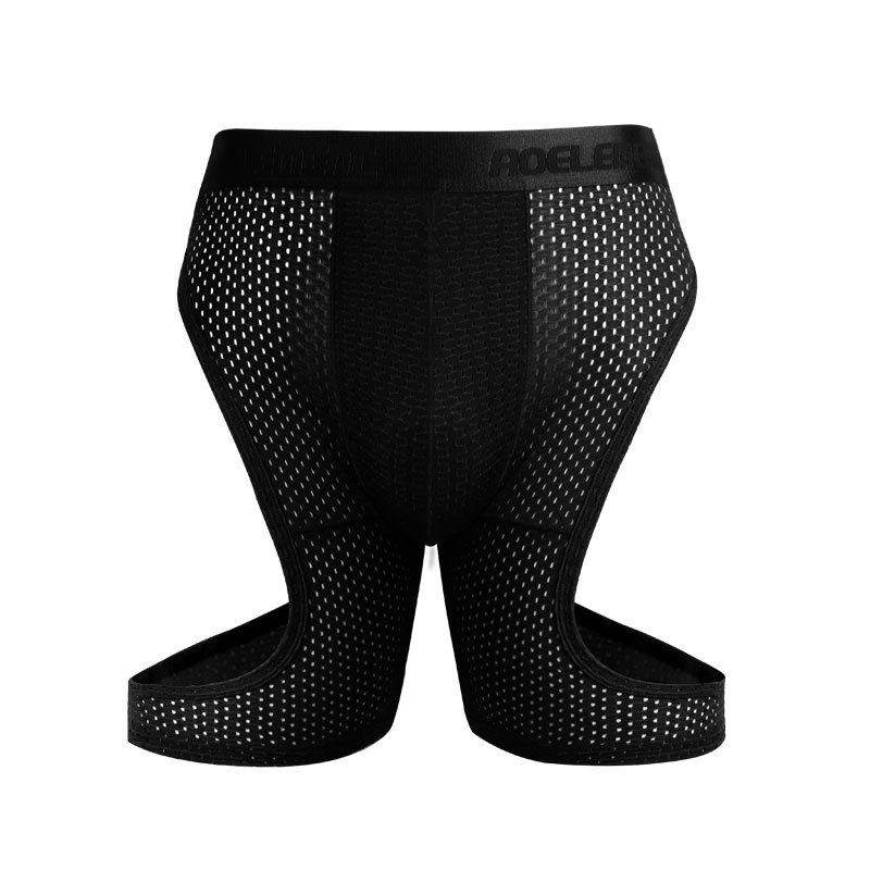 Muške bokserice od ice silk s protiv trenja, mrežasti uzorak, produženi kroj, plus veličina, za sport i trčanje