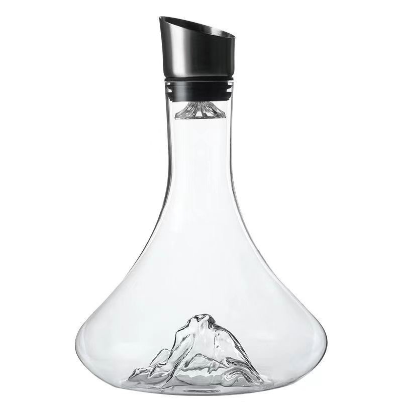 Decantor pentru uz casnic, stil european, cu capac, filtrare cu două niveluri, sticlă 1800 ml