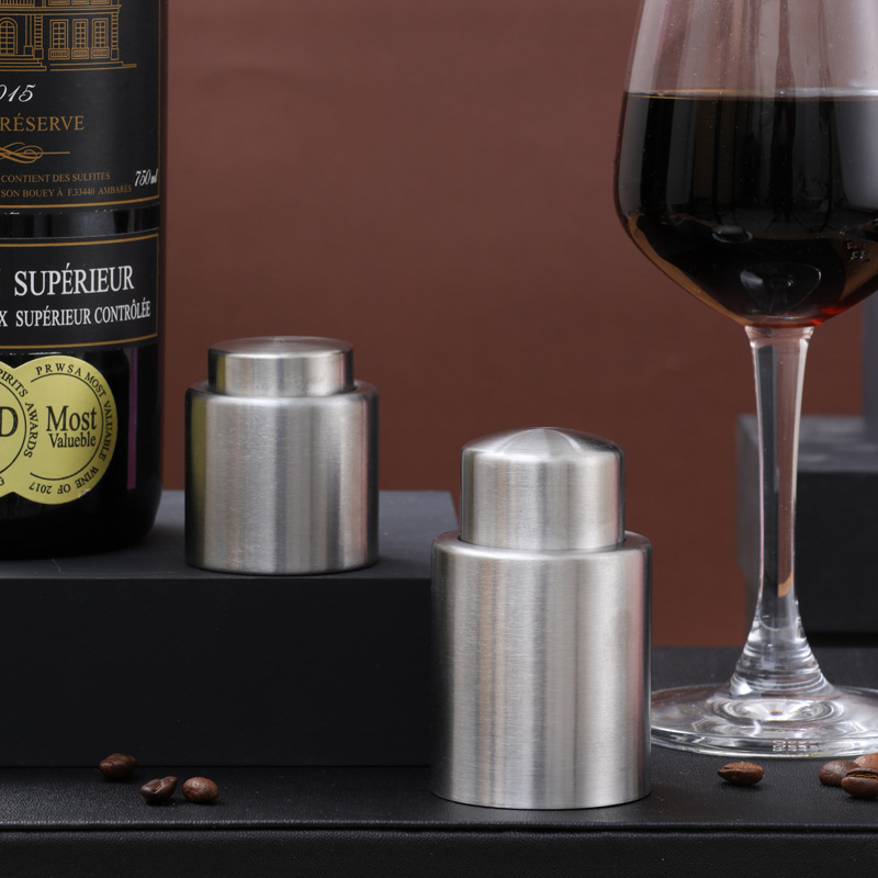 Stop de vin din oțel inoxidabil, cu apăsare, etanșare în vid pentru conservarea vinului roșu