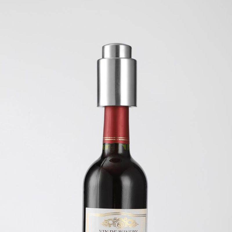 Stop de vin din oțel inoxidabil, cu apăsare, etanșare în vid pentru conservarea vinului roșu