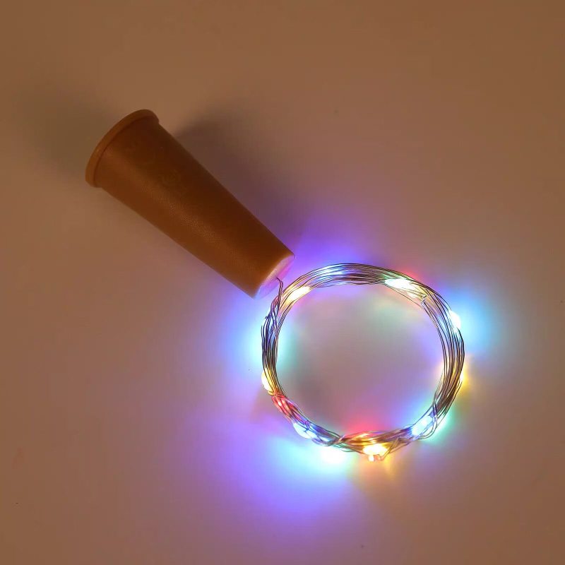Lumină LED pentru sticle de vin cu sârmă de cupru, beculețe la capacul sticlei, decor de Crăciun
