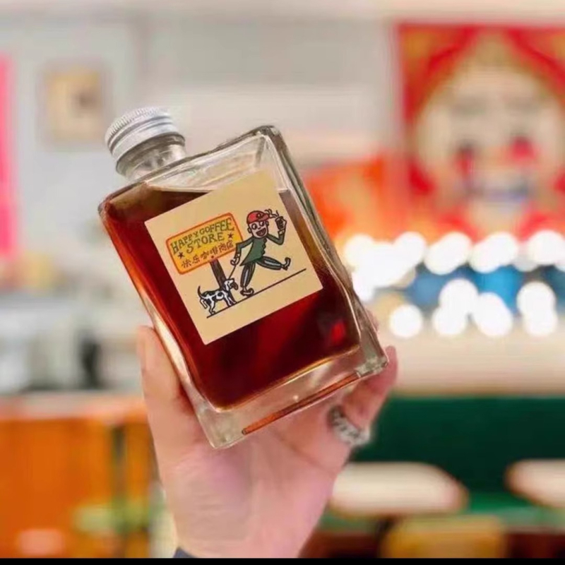 Staklena boca za vino, prazna, za kućno vrenje, kvadratna, 200 ml ili 280 ml, s drvenim čepom.