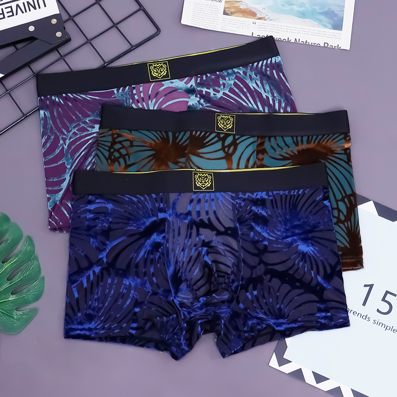 Muške bokserice srednje visine od najlona, antibakterijske, mreža od baršuna, prozračne