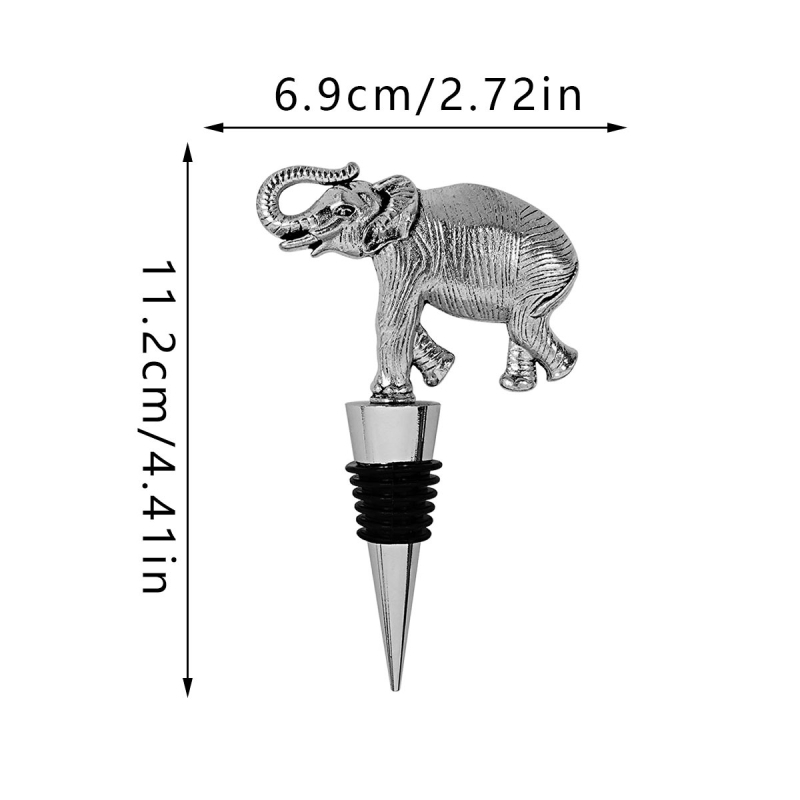 Dop de sticlă pentru vin cu elefant auriu și elefant metalic argintiu