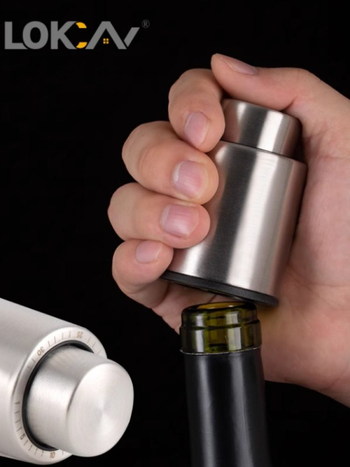 Dop de vin din oțel inoxidabil cu silicon pentru sigilare vacuum și conservarea vinului roșu