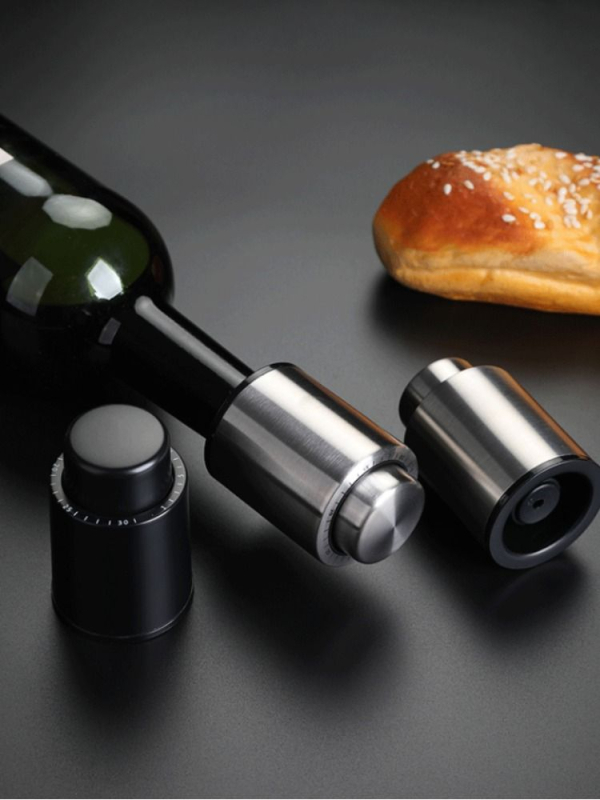 Dop de vin din oțel inoxidabil cu silicon pentru sigilare vacuum și conservarea vinului roșu