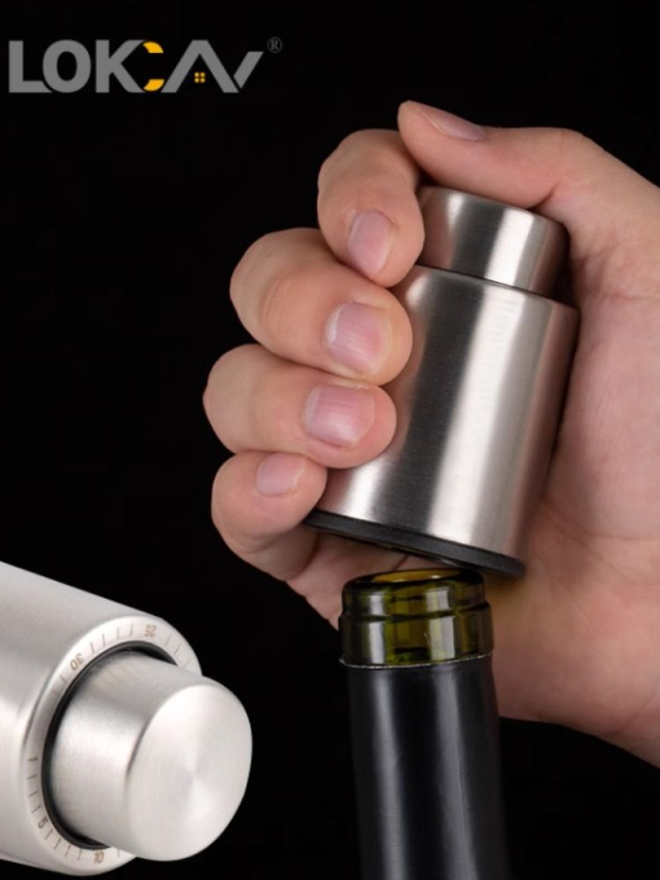 Dop de vin din oțel inoxidabil cu silicon pentru sigilare vacuum și conservarea vinului roșu