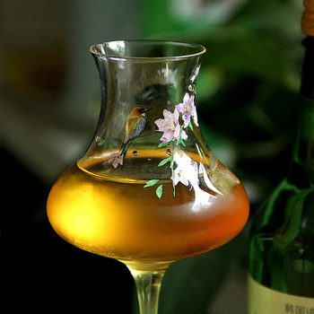 Pahar de șampanie din cristal pentru degustări și cocktailuri, cu picior înalt, capacitate 101–200 ml, stil național înflorit