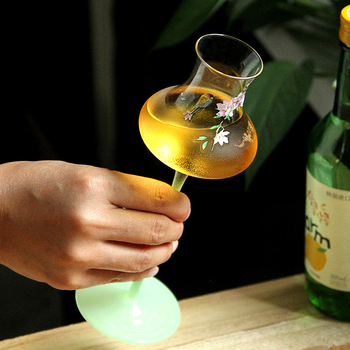 Pahar de șampanie din cristal pentru degustări și cocktailuri, cu picior înalt, capacitate 101–200 ml, stil național înflorit