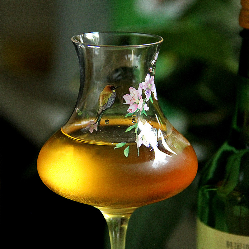 Pahar de șampanie din cristal pentru degustări și cocktailuri, cu picior înalt, capacitate 101–200 ml, stil național înflorit